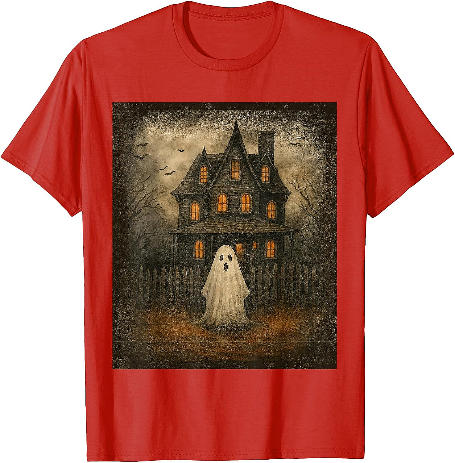  Vintage Ghost Boo Haunted House Halloween T-Shirt