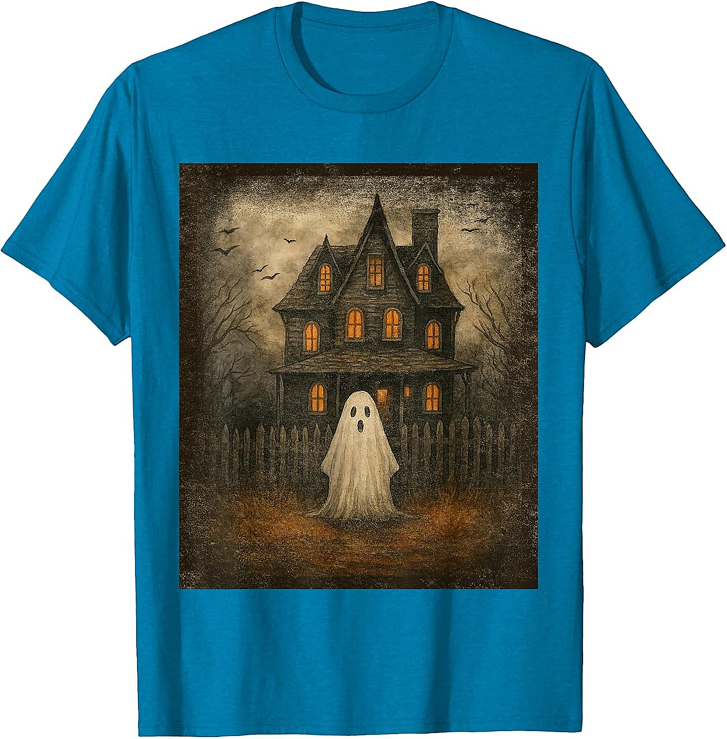  Vintage Ghost Boo Haunted House Halloween T-Shirt