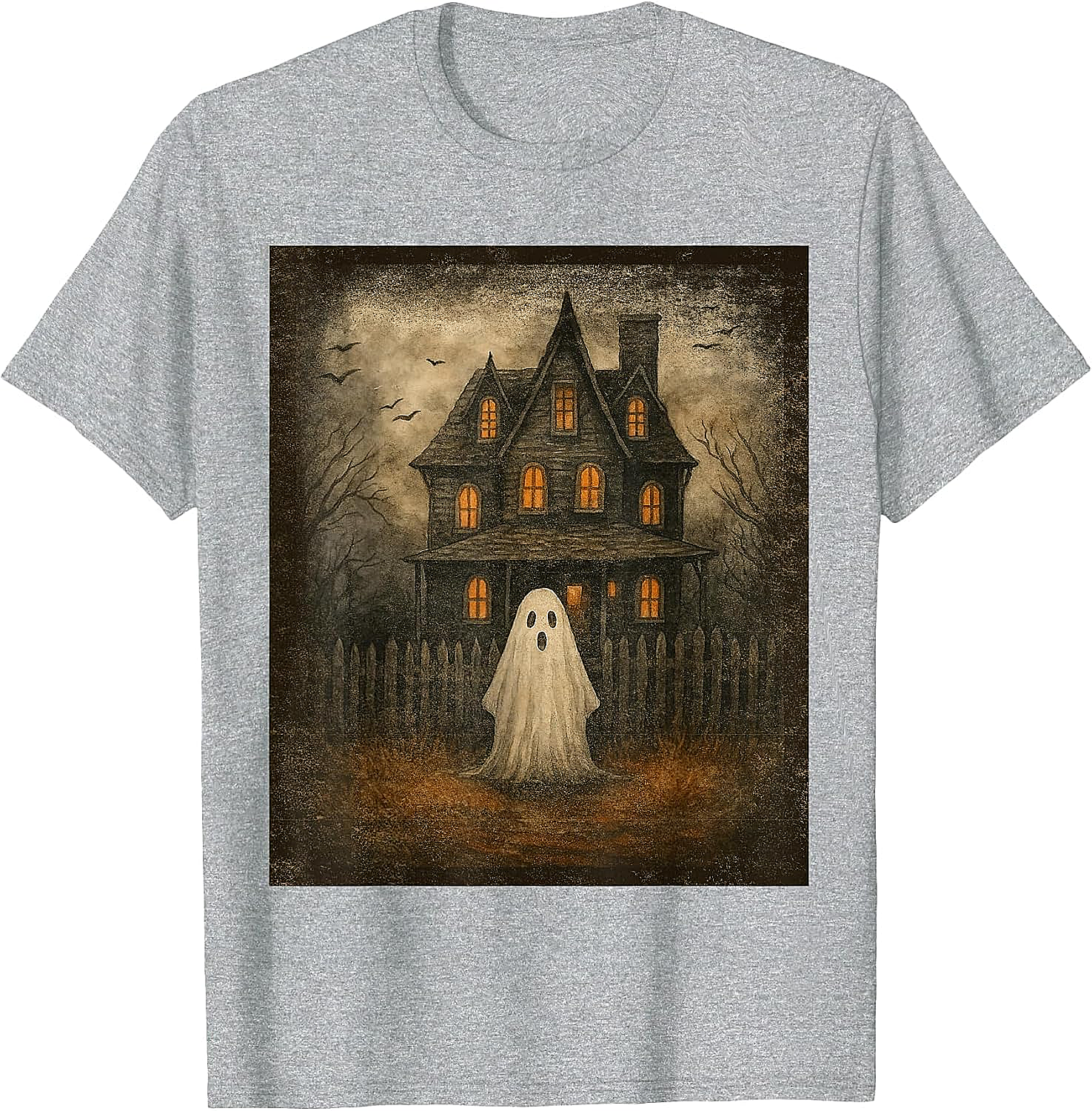  Vintage Ghost Boo Haunted House Halloween T-Shirt