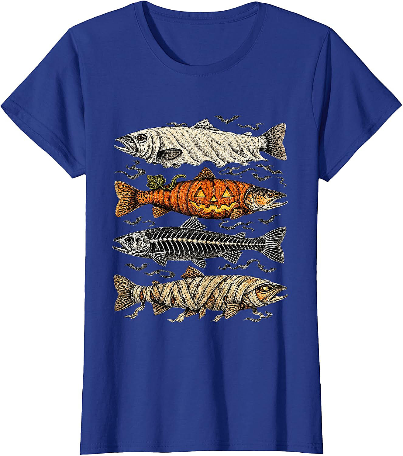 Halloween Trout Fish Ghost Pumpkin Skeleton Mummy T-Shirt