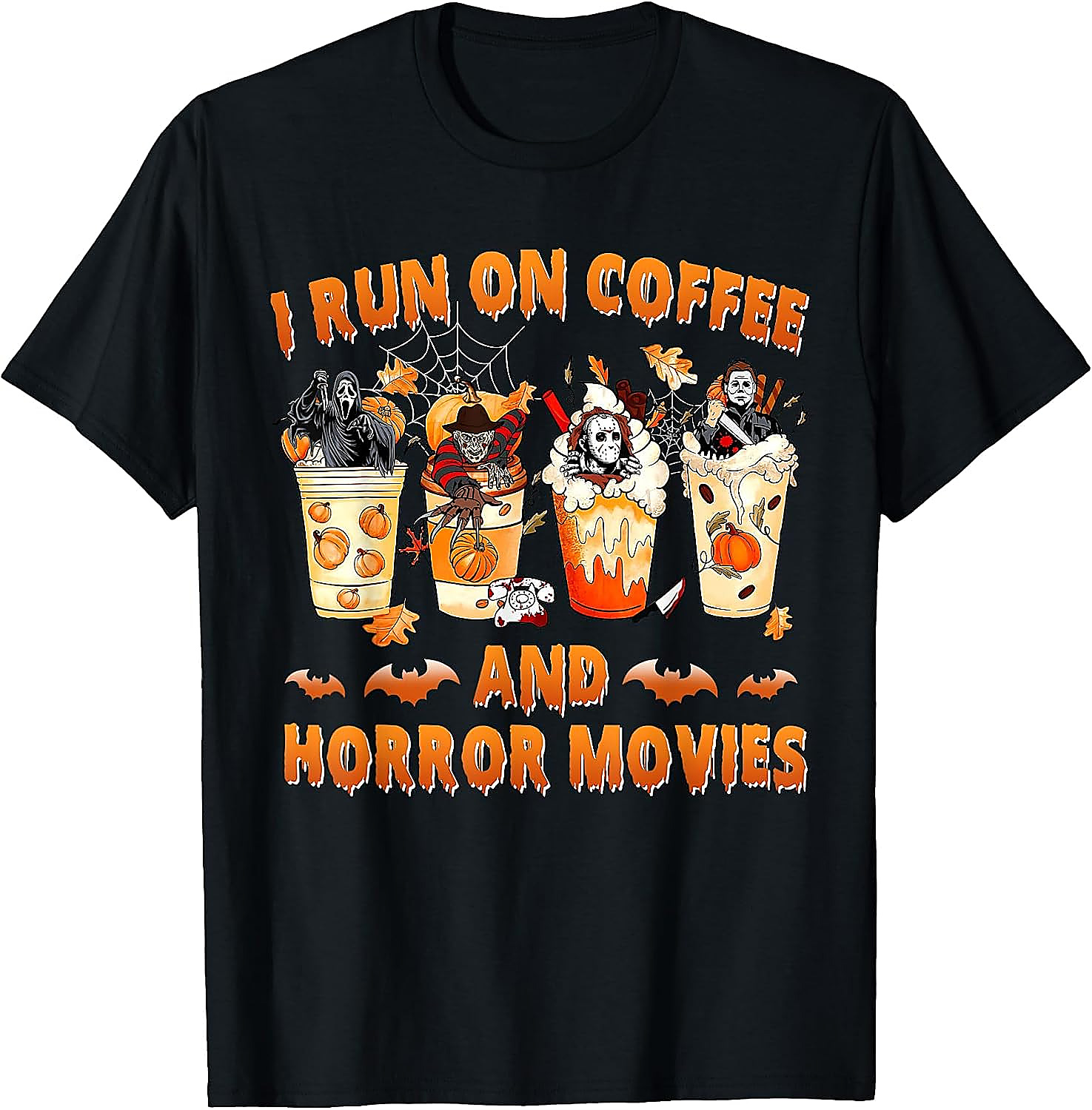I Run on Coffee & Horror Movies T-Shirt | Spooky Tee