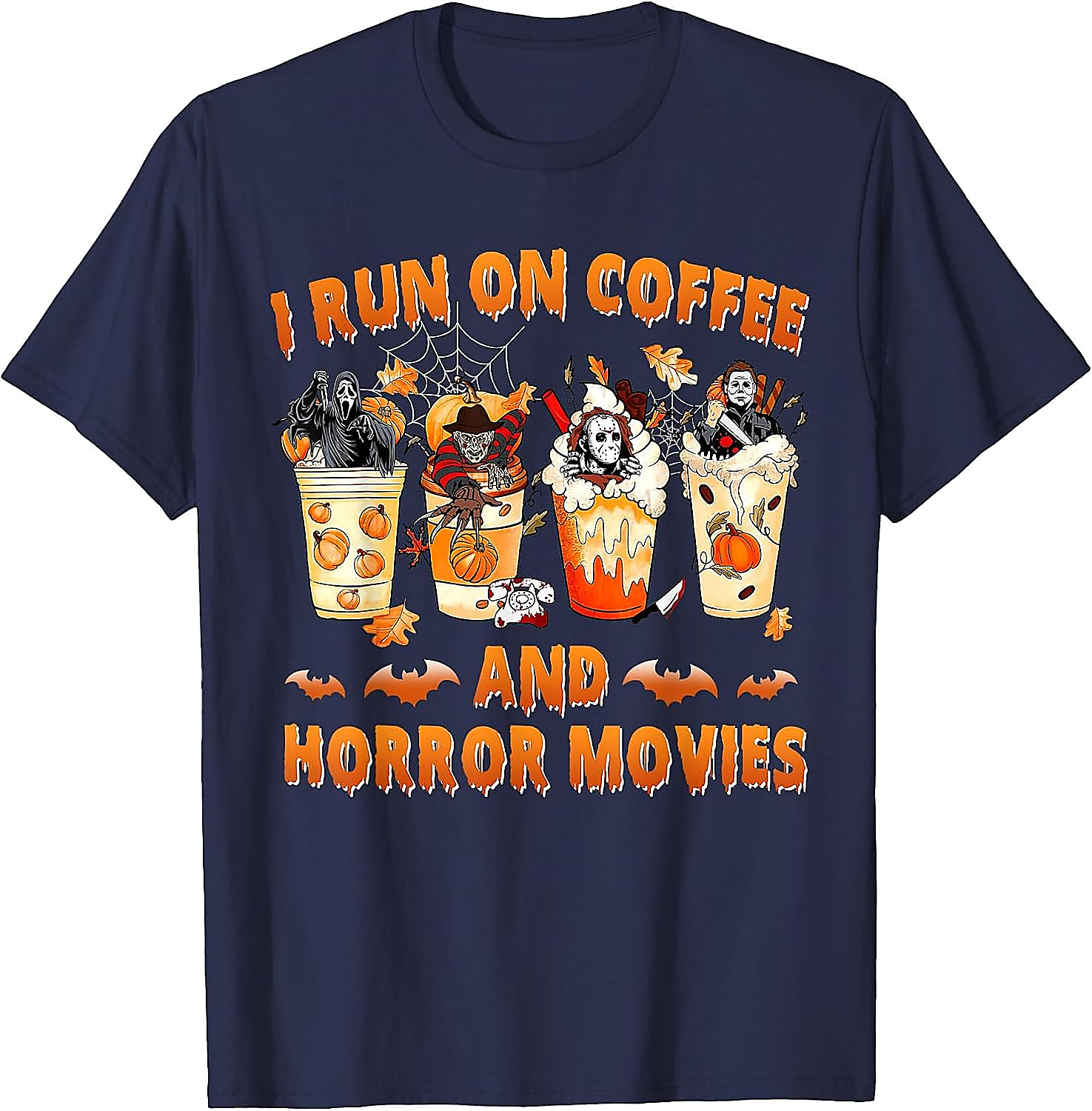 I Run on Coffee & Horror Movies T-Shirt | Spooky Tee