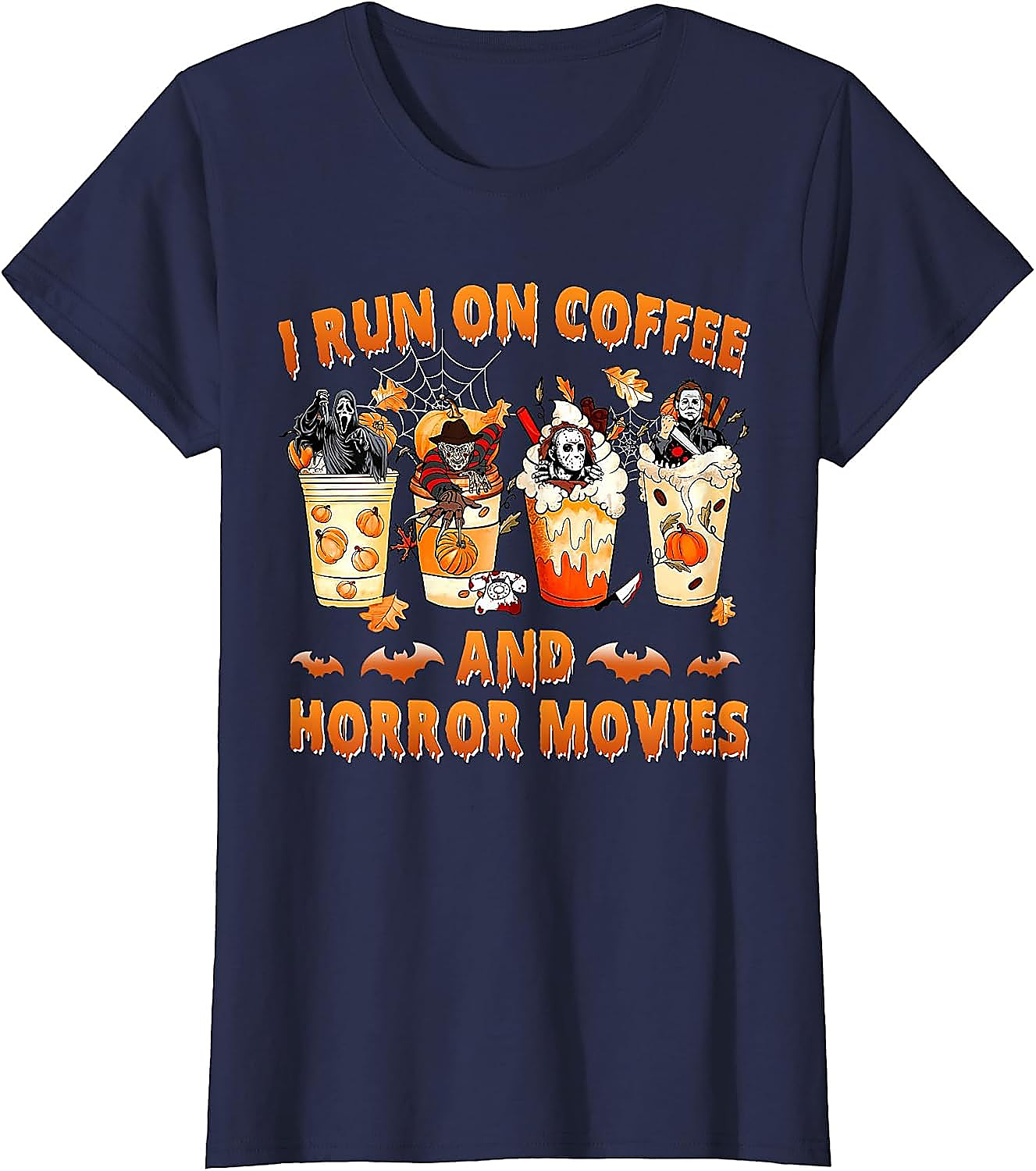 I Run on Coffee & Horror Movies T-Shirt | Spooky Tee