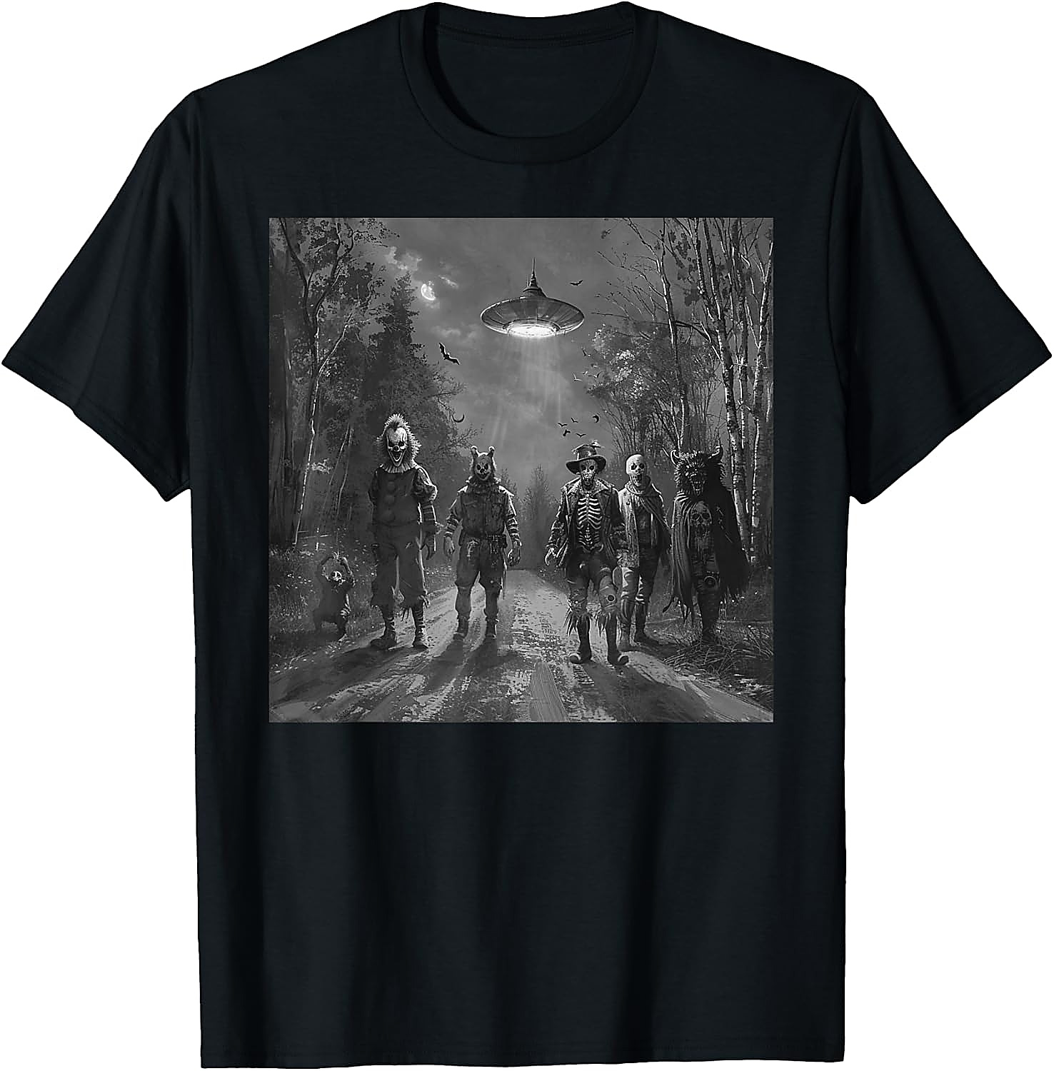 Halloween Friends UFO Horror Graphic Tee | Spooky T-Shirt