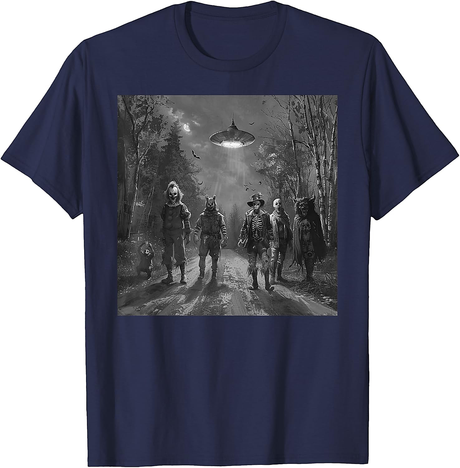 Halloween Friends UFO Horror Graphic Tee | Spooky T-Shirt