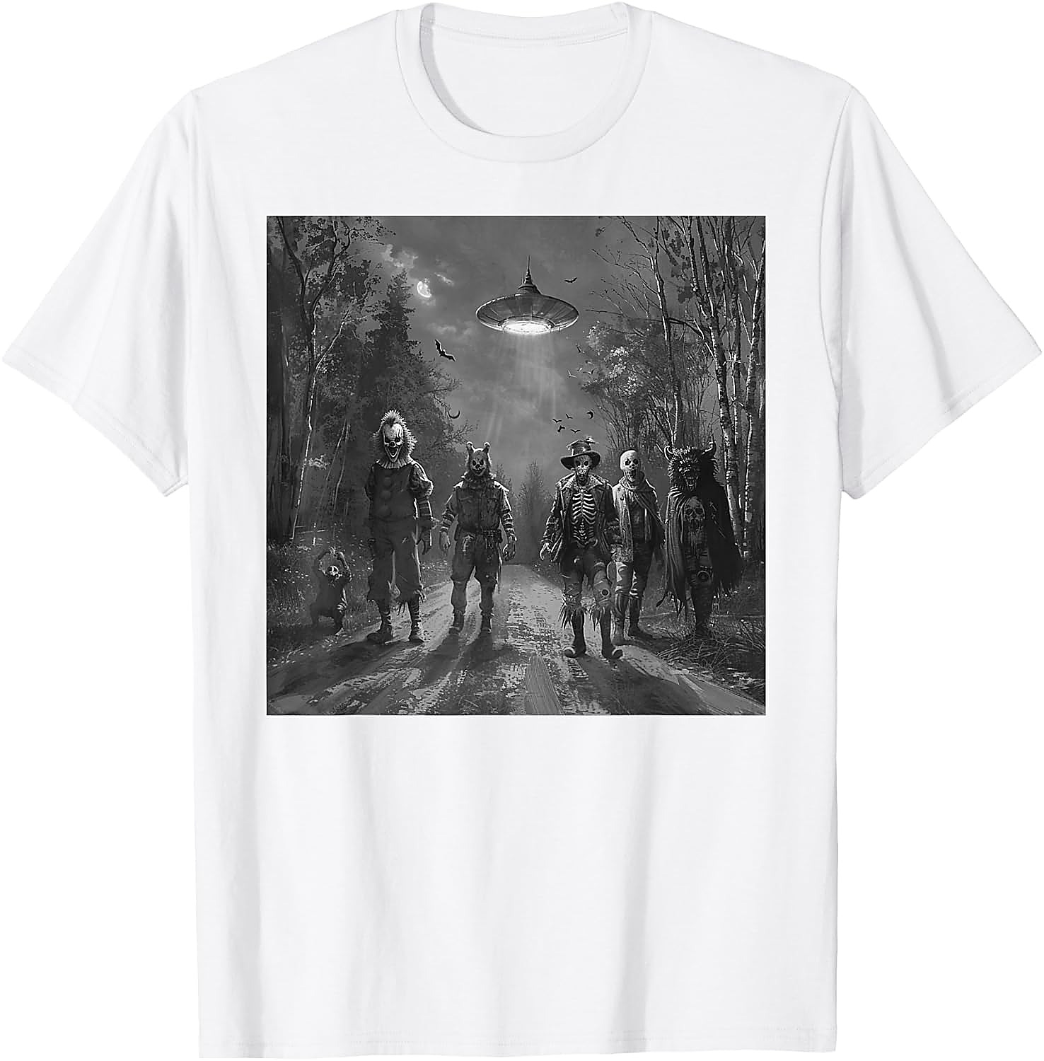 Halloween Friends UFO Horror Graphic Tee | Spooky T-Shirt