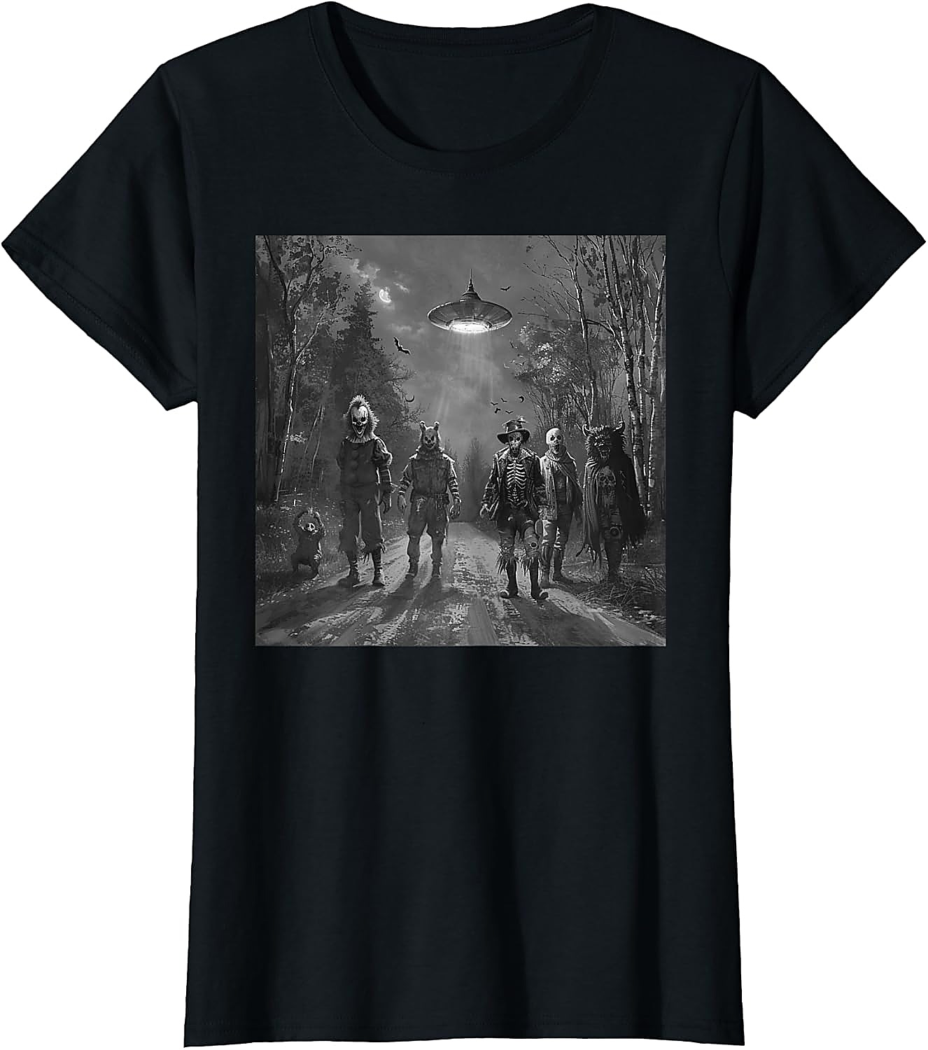 Halloween Friends UFO Horror Graphic Tee | Spooky T-Shirt