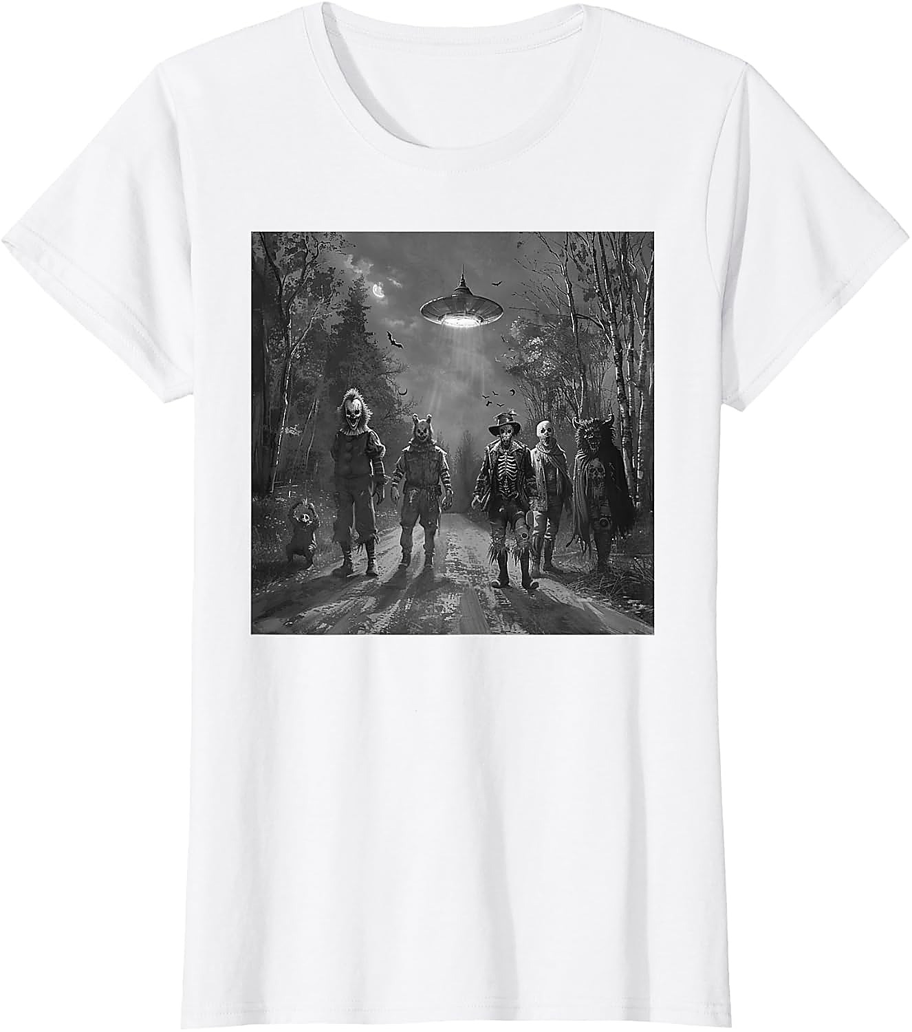Halloween Friends UFO Horror Graphic Tee | Spooky T-Shirt