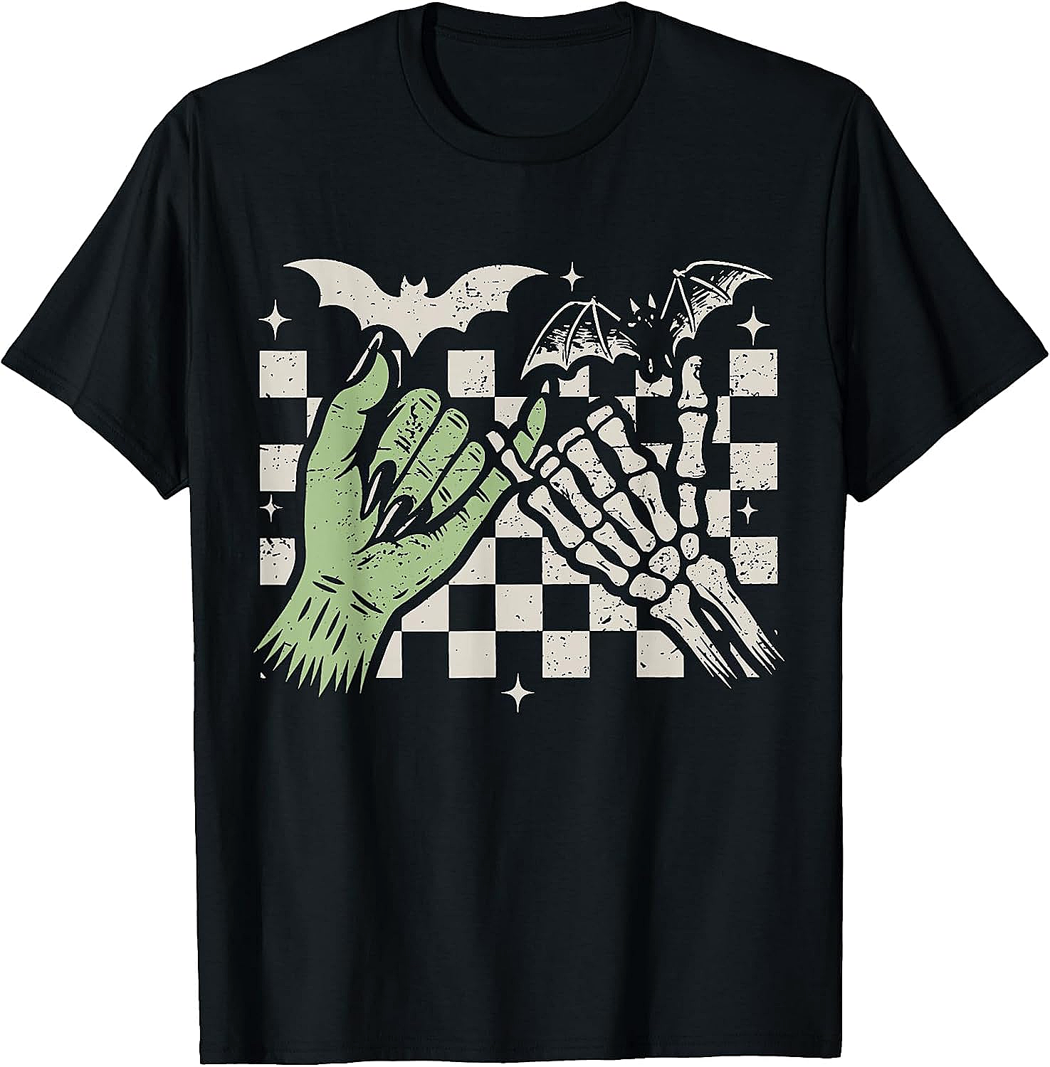 Retro Pinky Promise Witch Skeleton Halloween T-Shirt