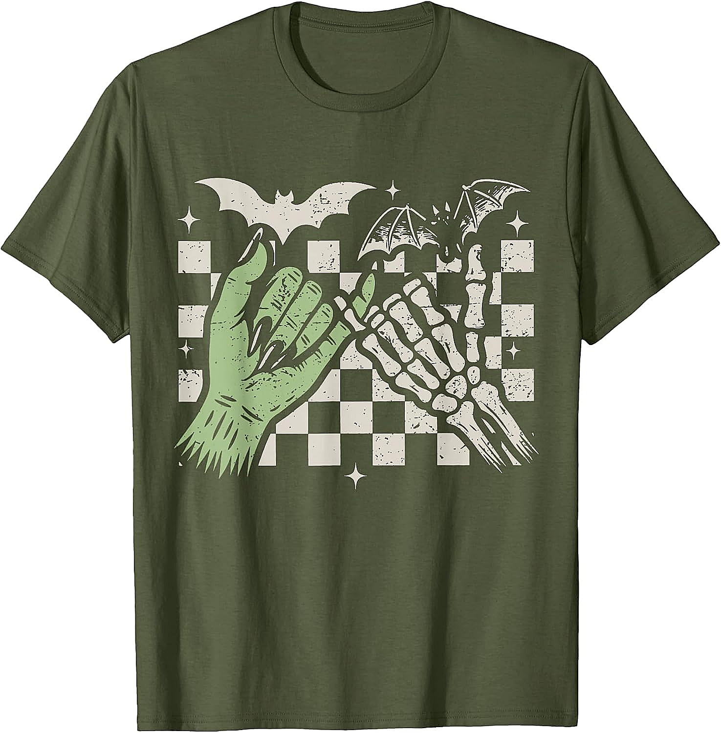 Retro Pinky Promise Witch Skeleton Halloween T-Shirt