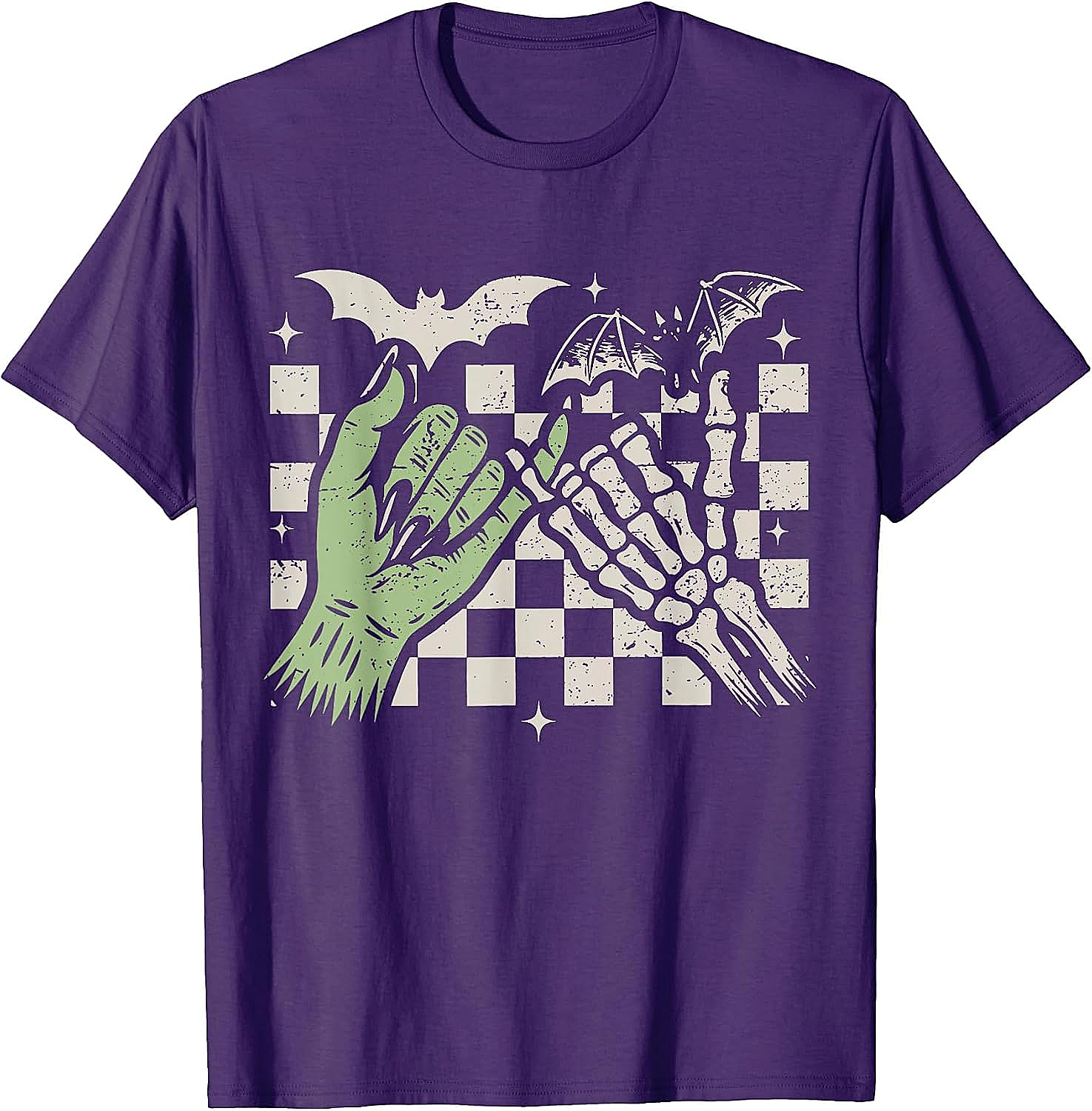 Retro Pinky Promise Witch Skeleton Halloween T-Shirt