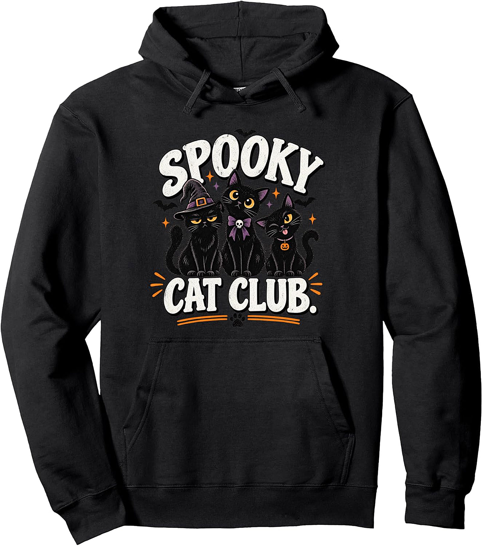 Spooky Cat Club Halloween Black Cats Pullover Hoodie