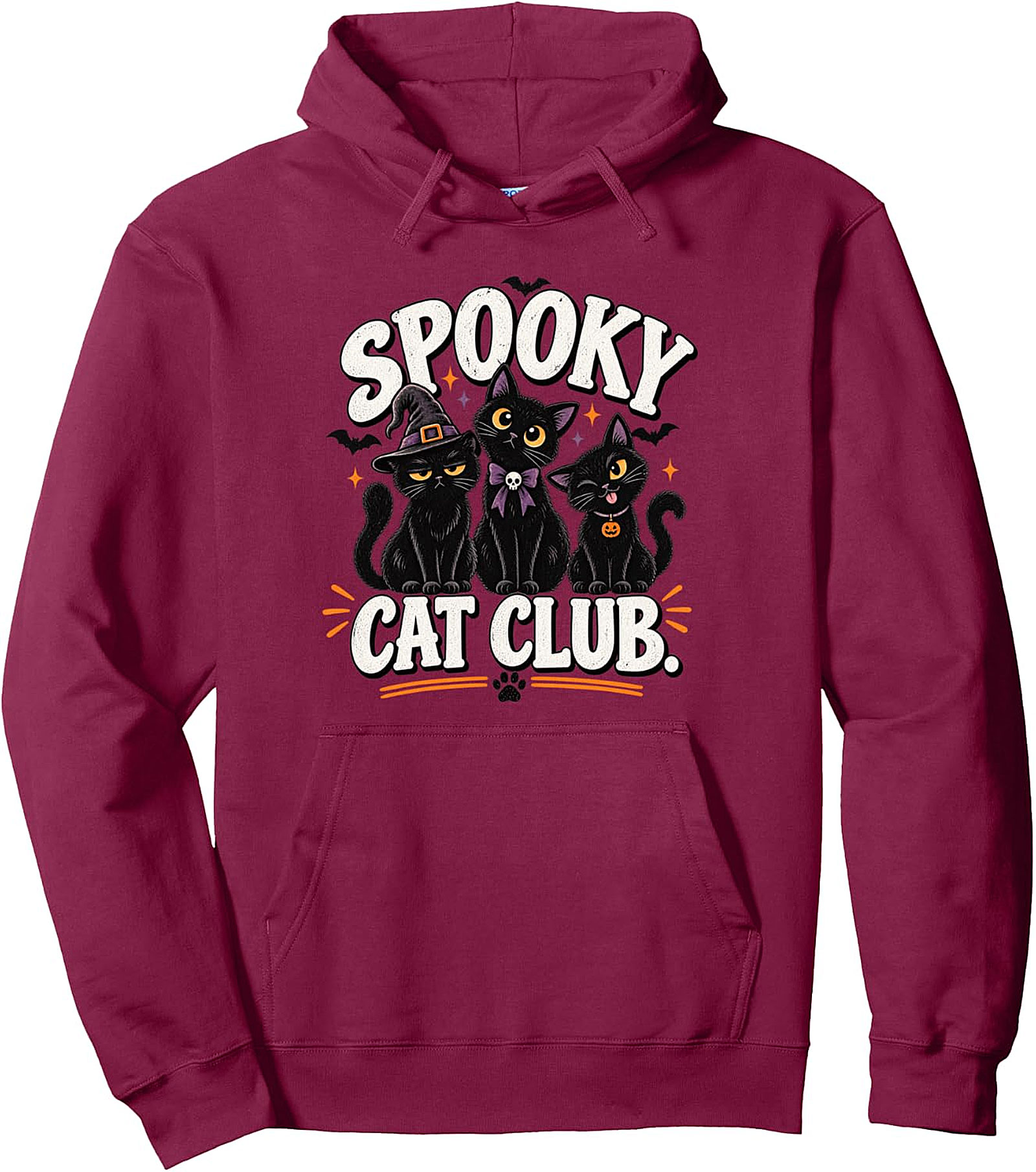 Spooky Cat Club Halloween Black Cats Pullover Hoodie