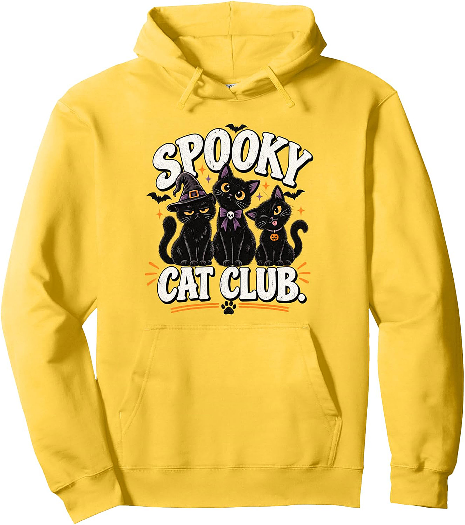 Spooky Cat Club Halloween Black Cats Pullover Hoodie