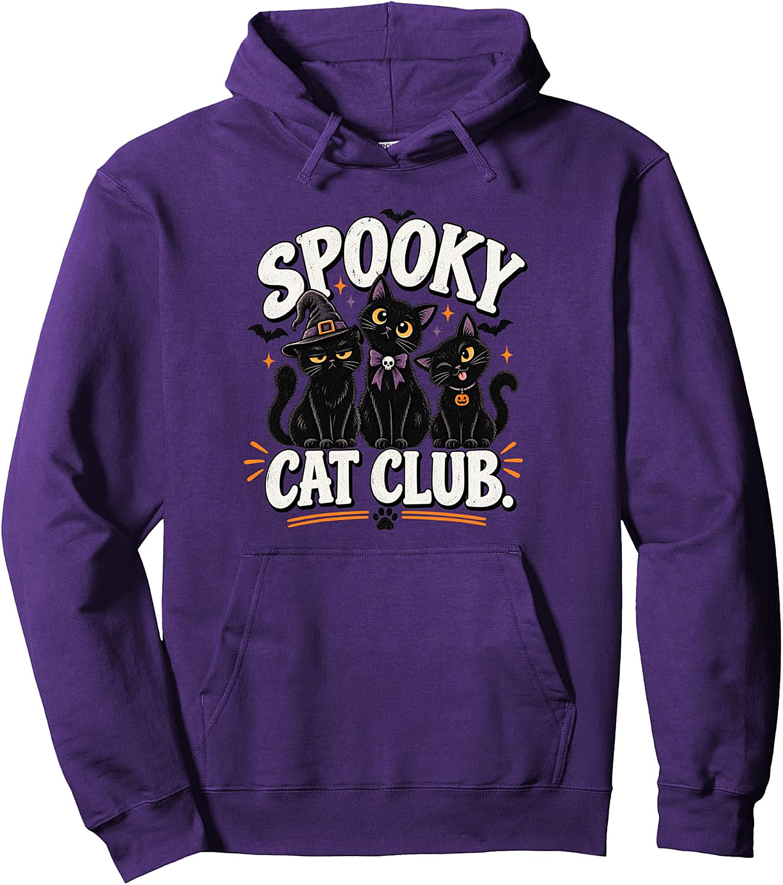 Spooky Cat Club Halloween Black Cats Pullover Hoodie