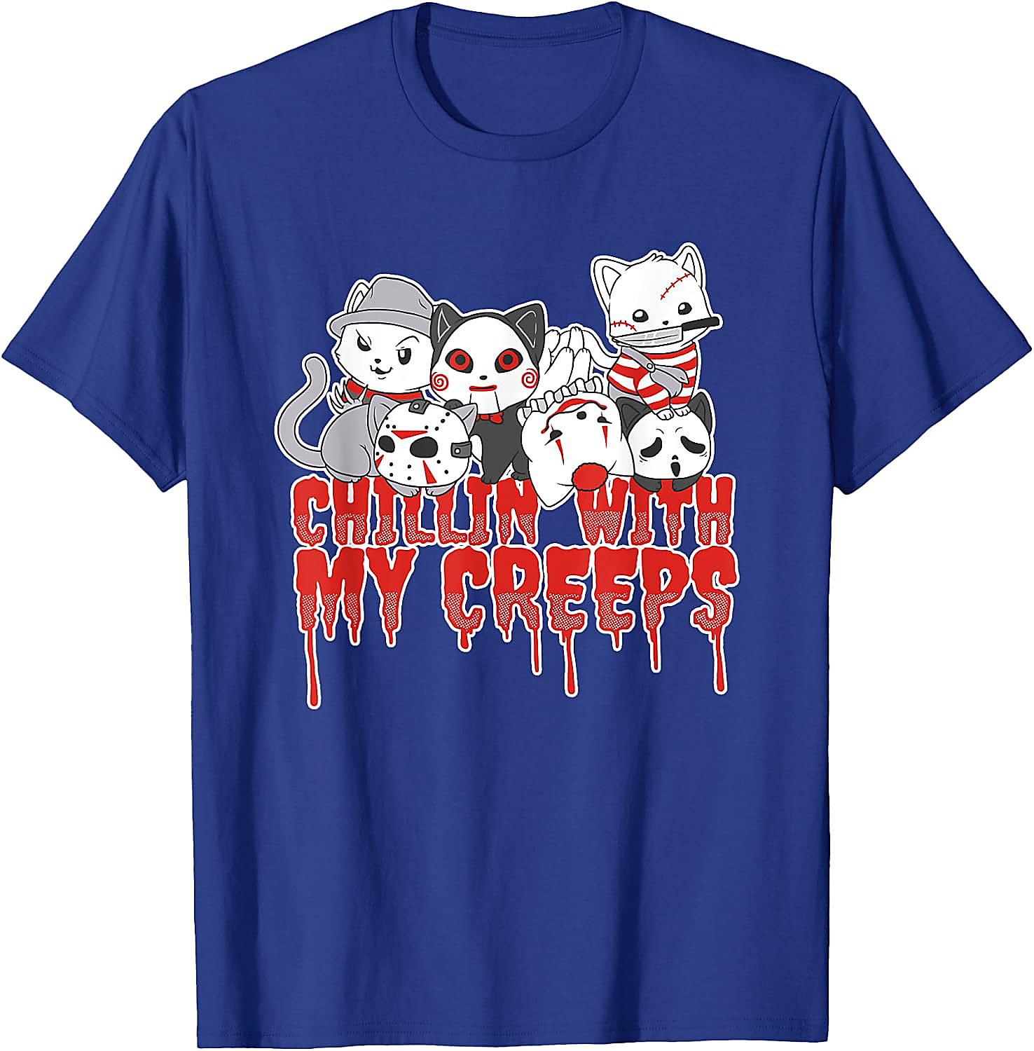 Chillin with My Creeps Cat Horror Halloween T-Shirt
