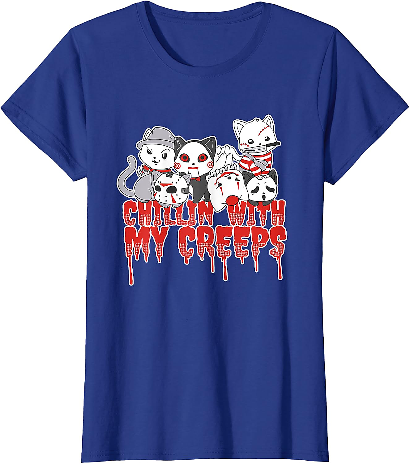 Chillin with My Creeps Cat Horror Halloween T-Shirt