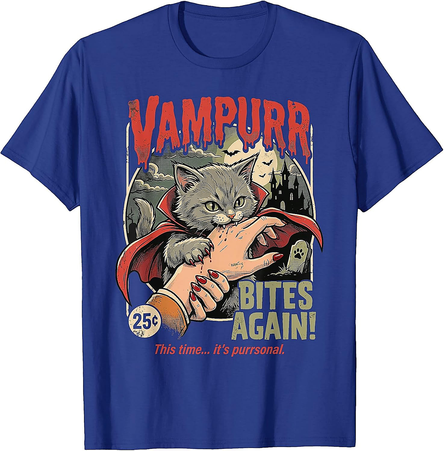 Vampurr Cat Halloween T-Shirt | Funny Vintage Graphic Tee