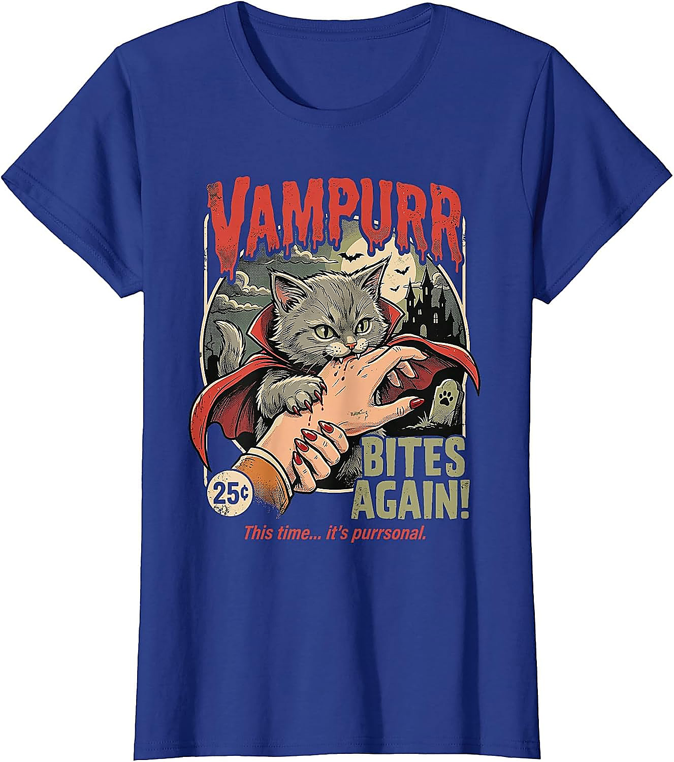 Vampurr Cat Halloween T-Shirt | Funny Vintage Graphic Tee