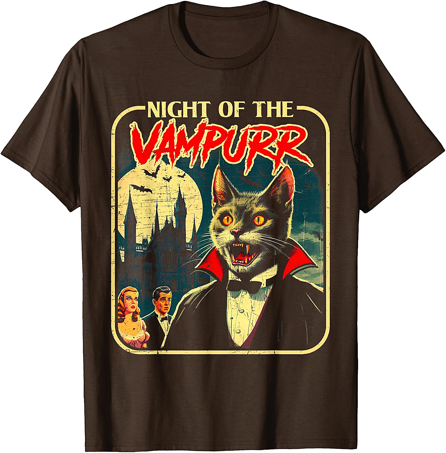 Night of the Vampurr Funny Cat Halloween T-Shirt