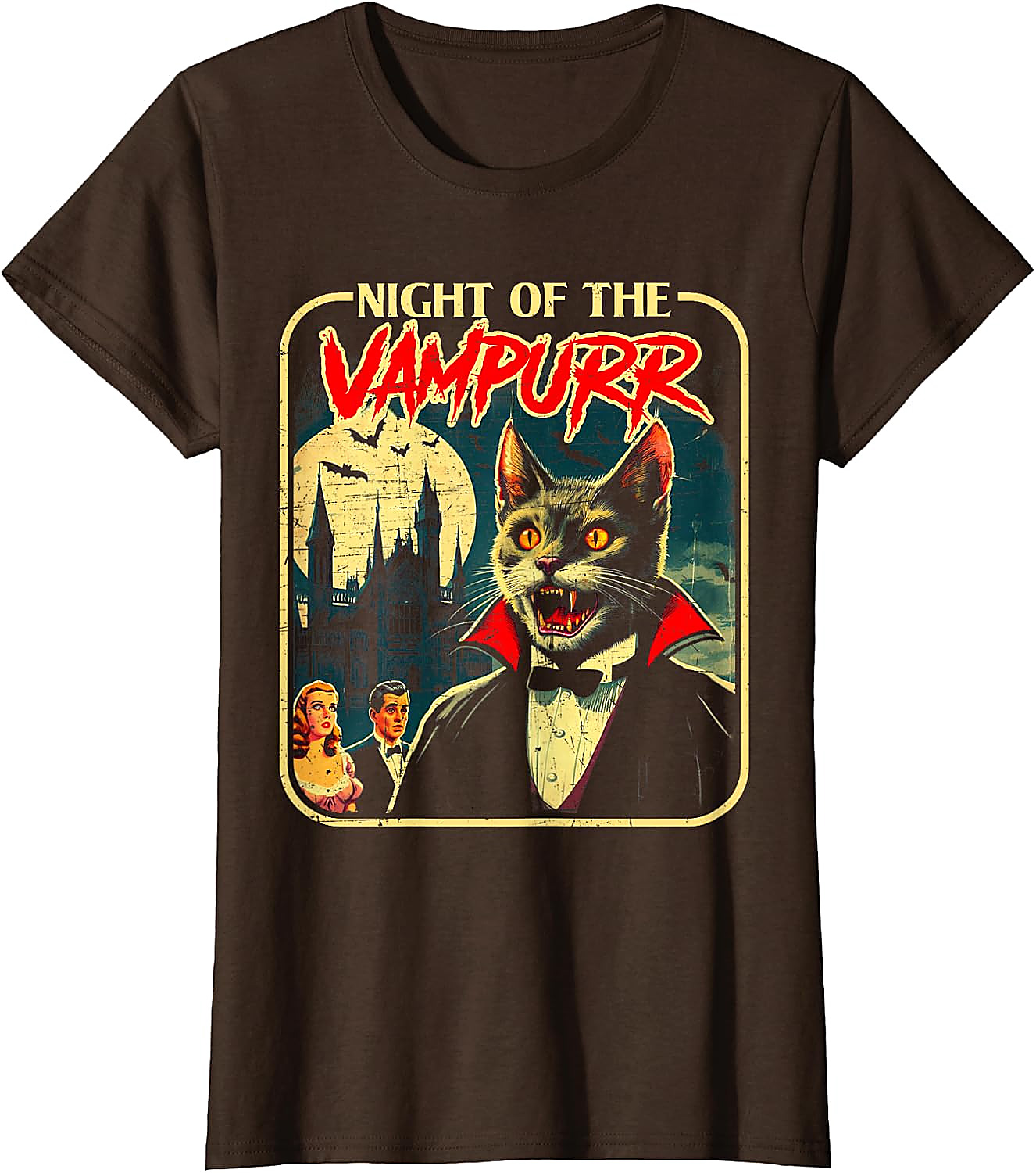 Night of the Vampurr Funny Cat Halloween T-Shirt