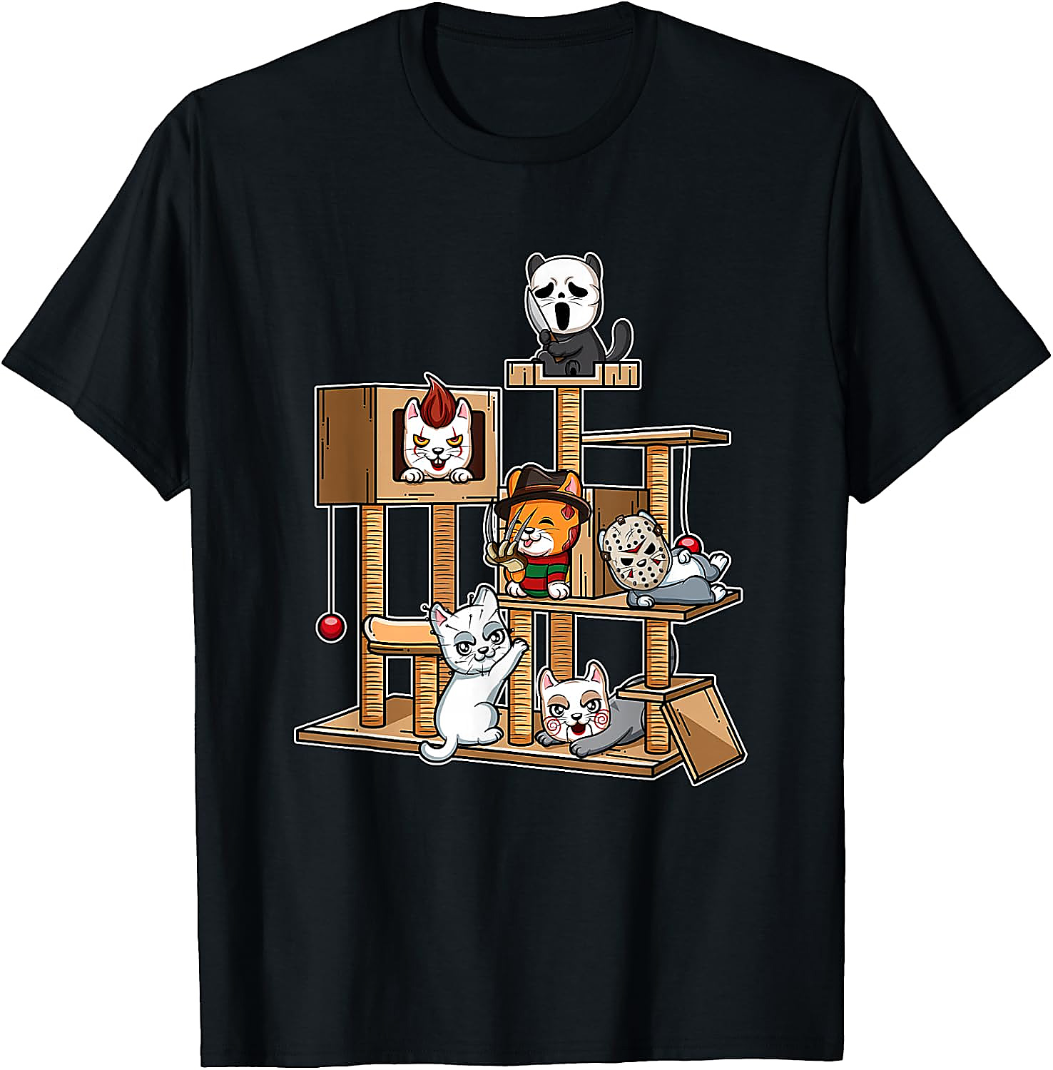 Funny Horror Kitten T-Shirt | Cute Slasher Movie Cat Tee