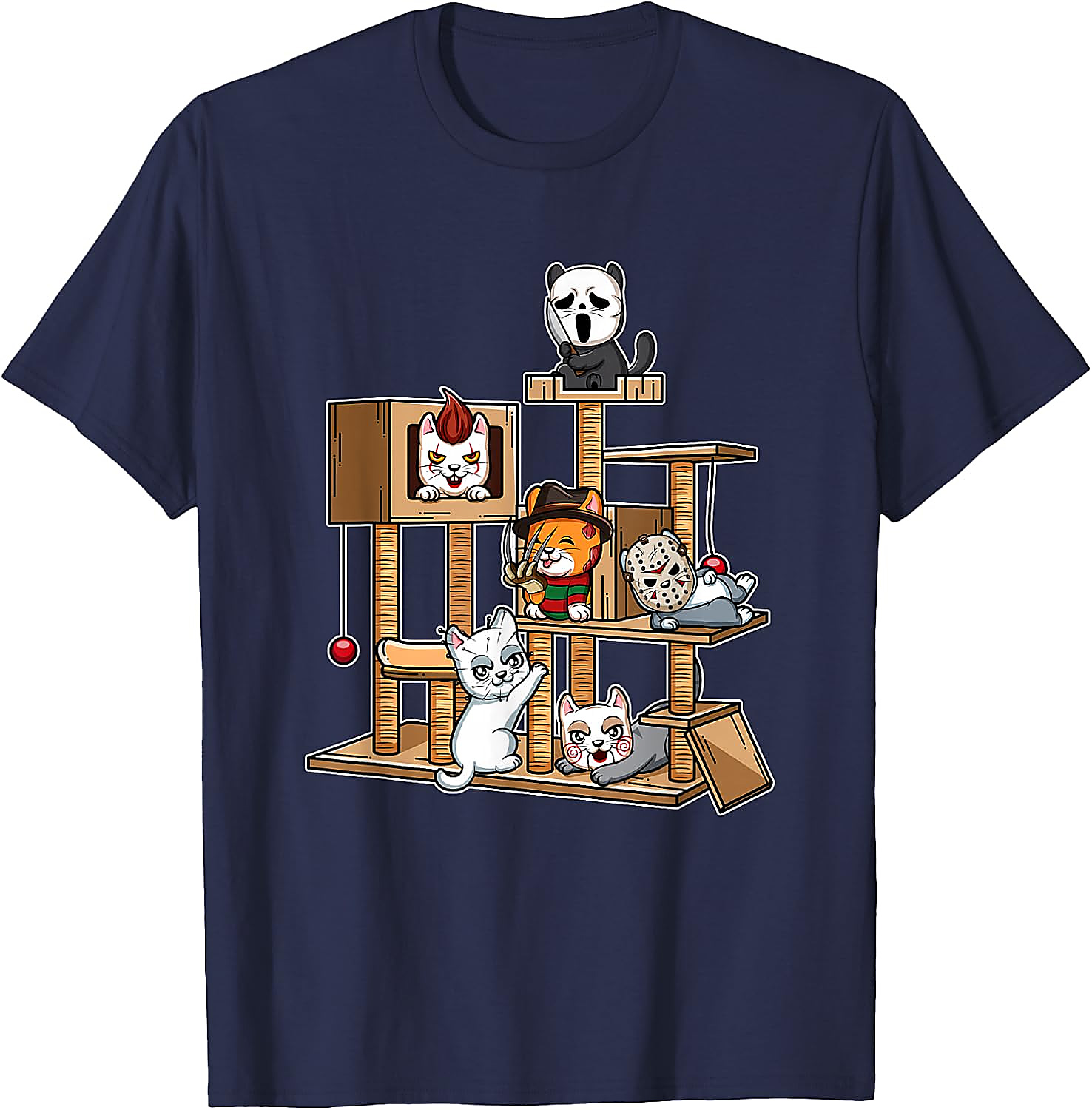 Funny Horror Kitten T-Shirt | Cute Slasher Movie Cat Tee