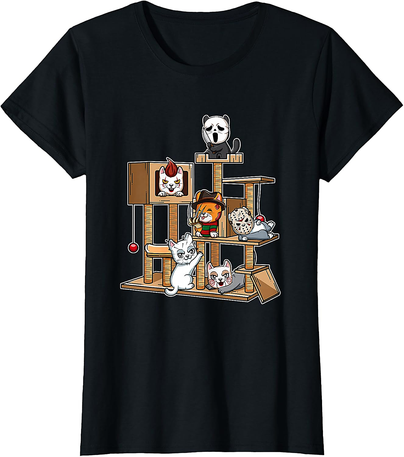 Funny Horror Kitten T-Shirt | Cute Slasher Movie Cat Tee