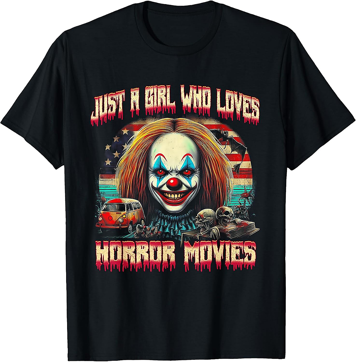 Just a Girl Who Loves Horror Movies T-Shirt | Scary Clown Tee