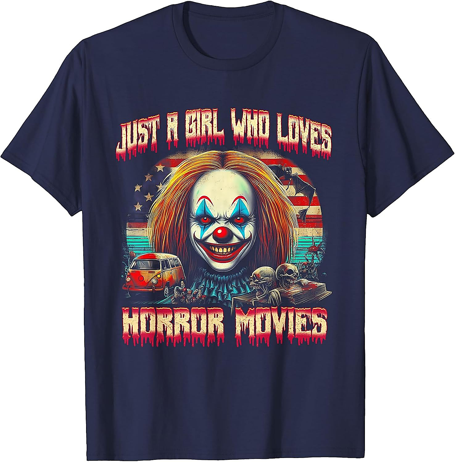 Just a Girl Who Loves Horror Movies T-Shirt | Scary Clown Tee