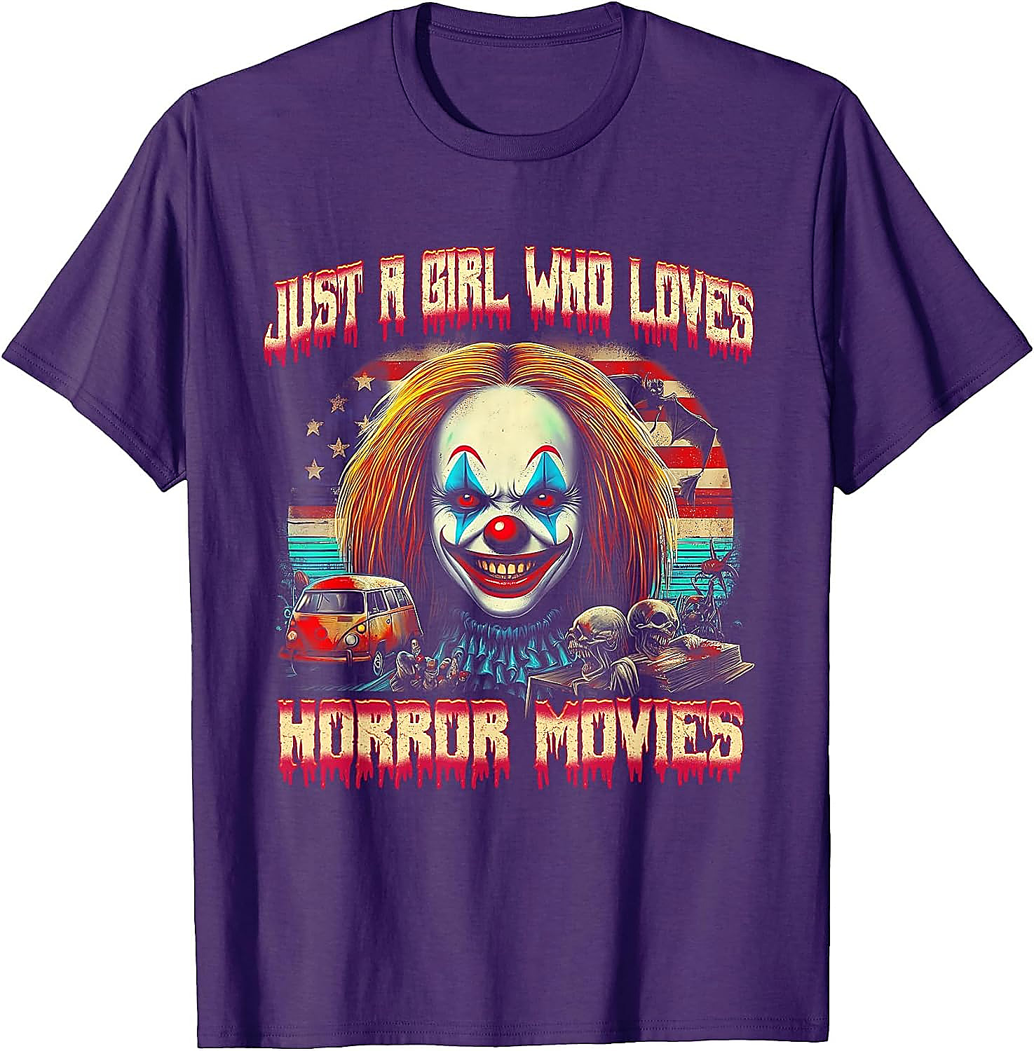 Just a Girl Who Loves Horror Movies T-Shirt | Scary Clown Tee