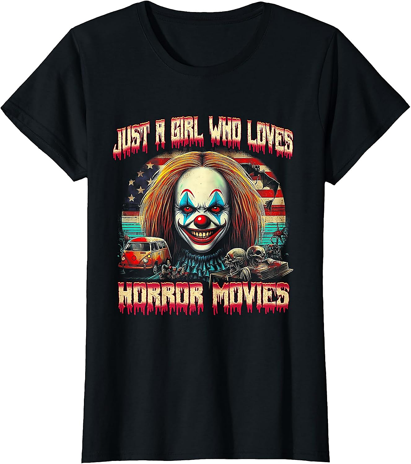 Just a Girl Who Loves Horror Movies T-Shirt | Scary Clown Tee