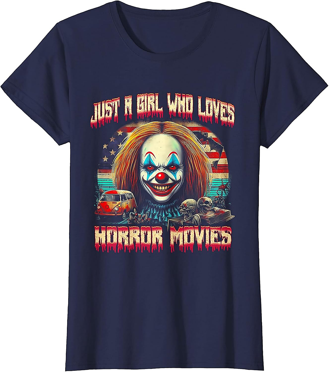 Just a Girl Who Loves Horror Movies T-Shirt | Scary Clown Tee