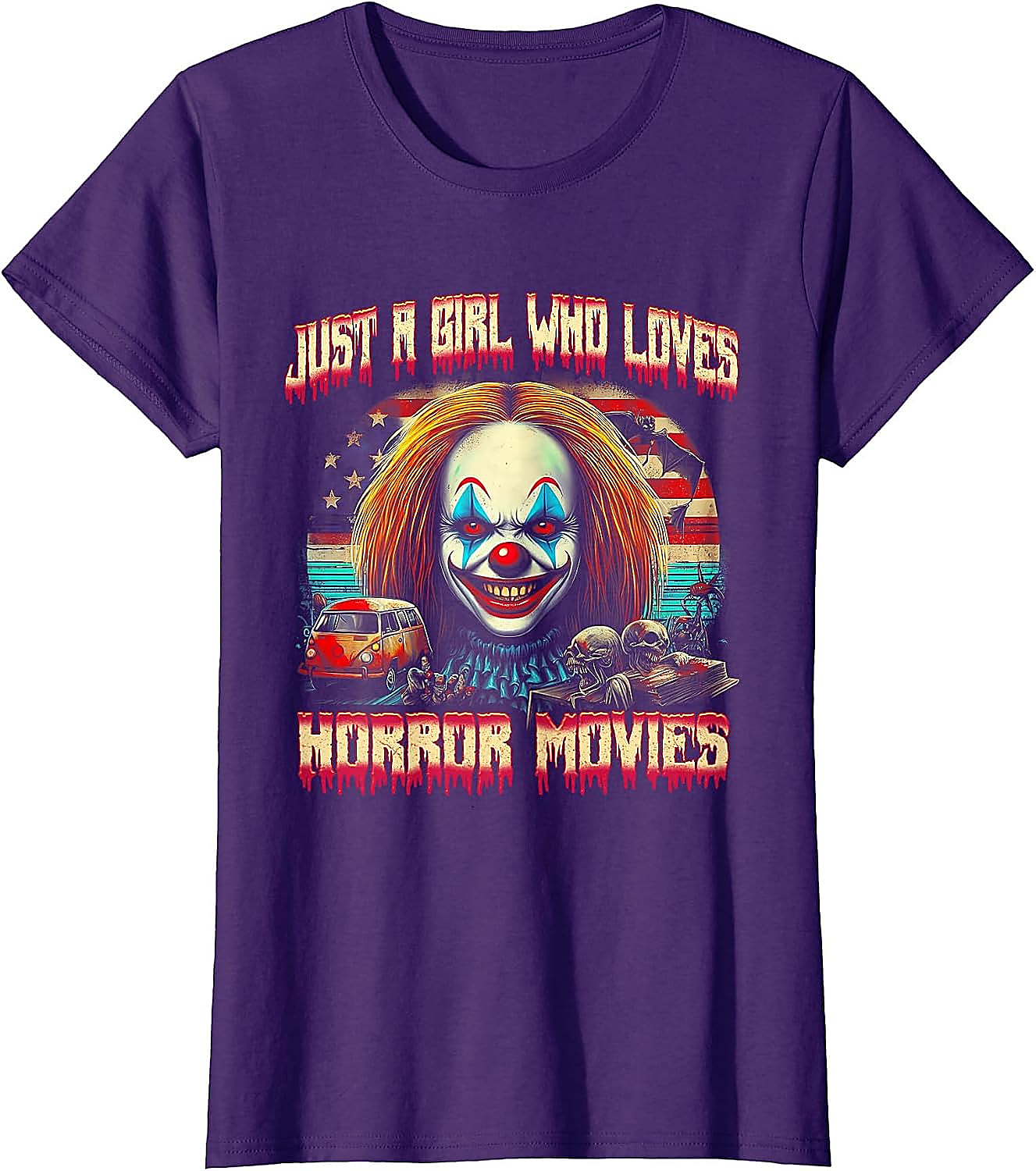 Just a Girl Who Loves Horror Movies T-Shirt | Scary Clown Tee