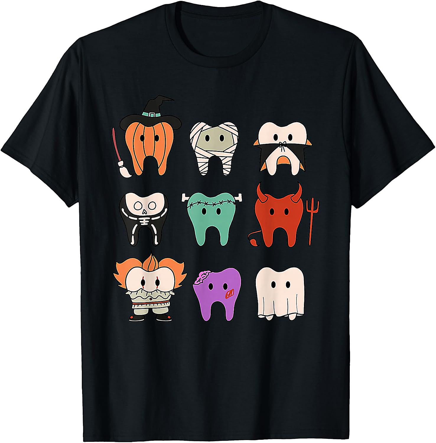 Cute Dental Halloween Monsters T-Shirt | Funny Teeth Tee