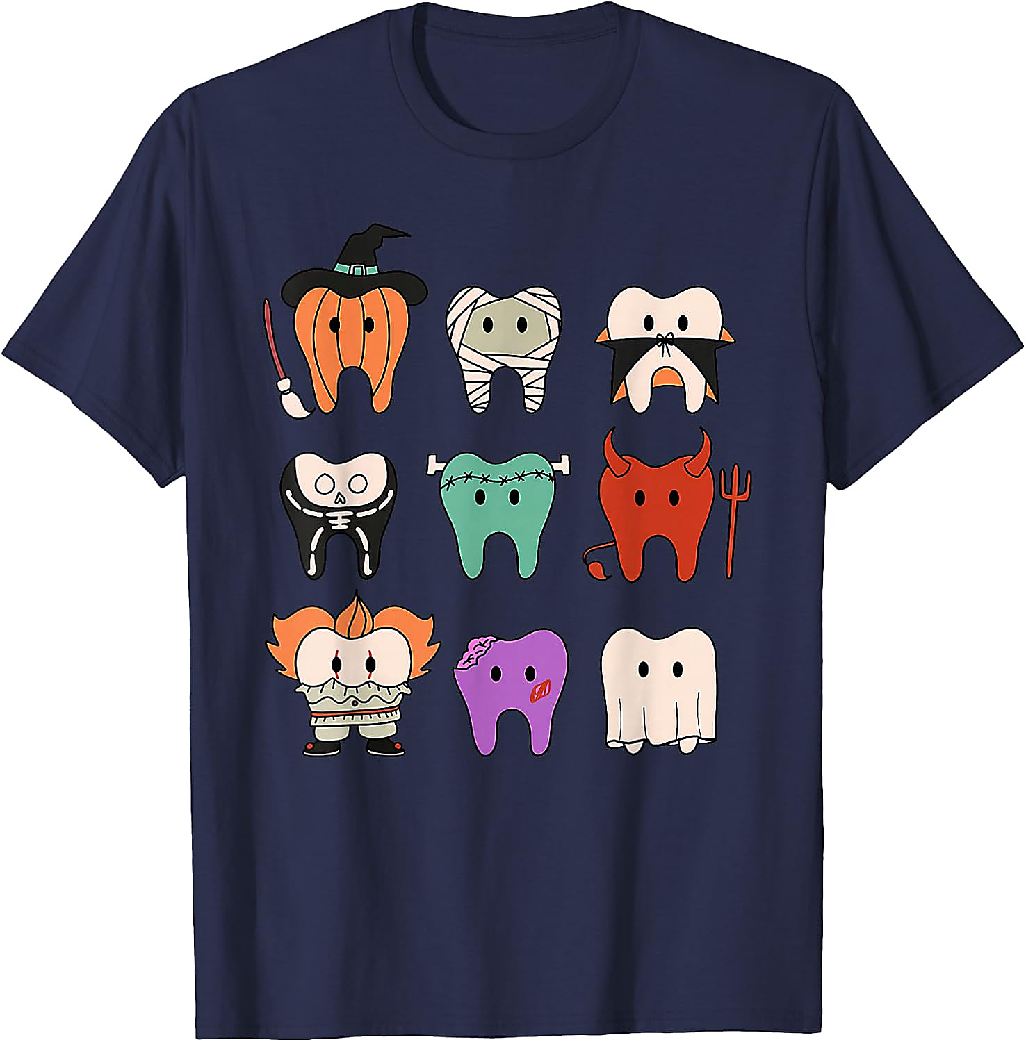 Cute Dental Halloween Monsters T-Shirt | Funny Teeth Tee