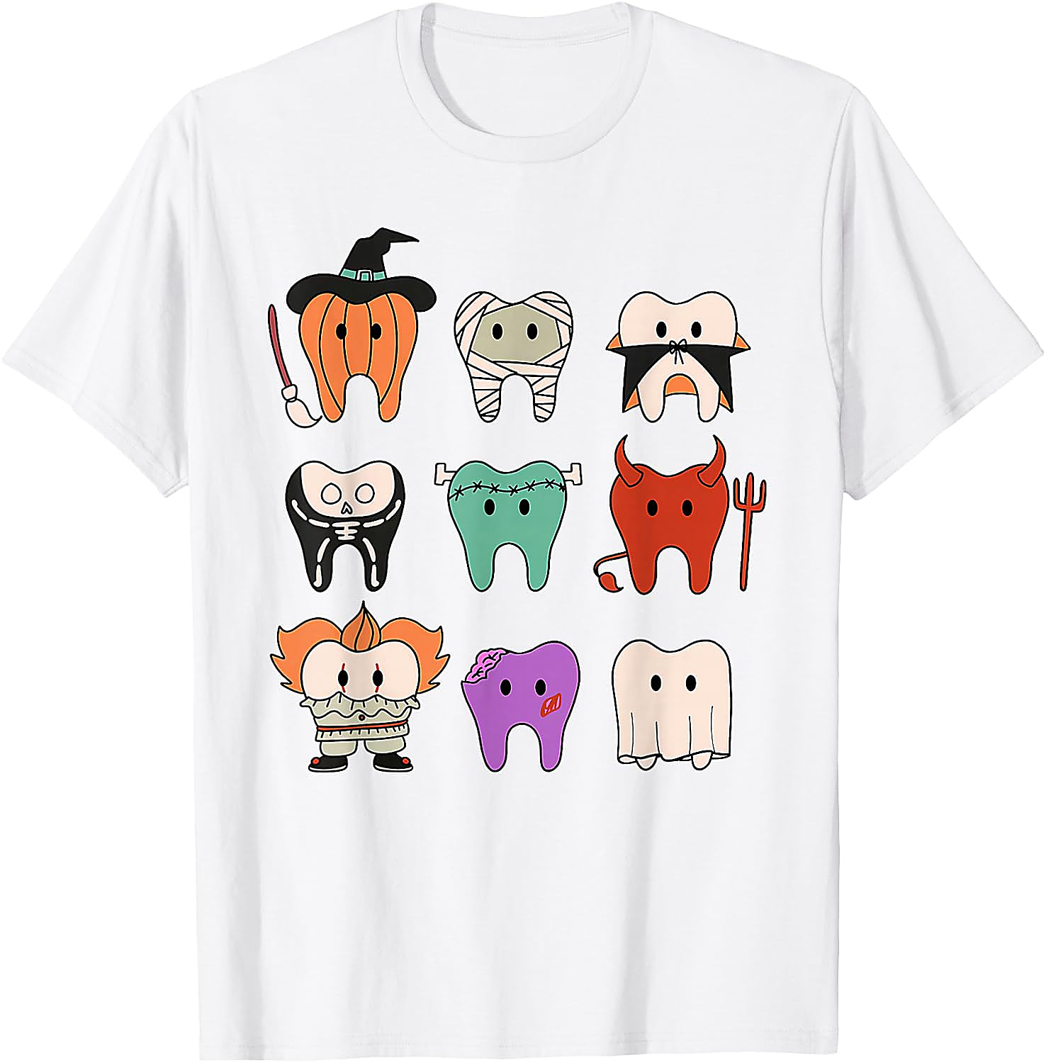 Cute Dental Halloween Monsters T-Shirt | Funny Teeth Tee