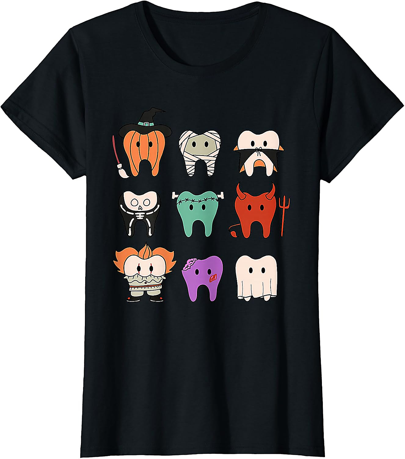 Cute Dental Halloween Monsters T-Shirt | Funny Teeth Tee