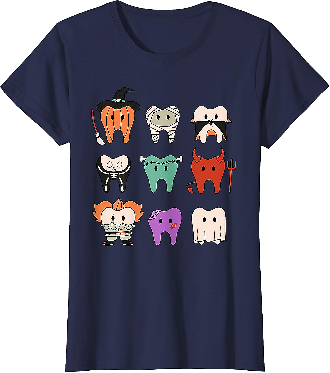 Cute Dental Halloween Monsters T-Shirt | Funny Teeth Tee