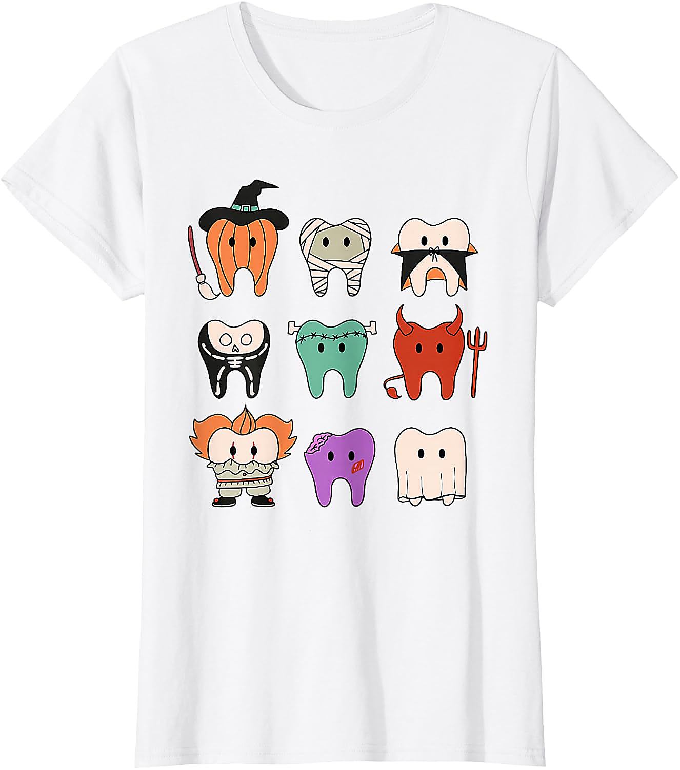 Cute Dental Halloween Monsters T-Shirt | Funny Teeth Tee
