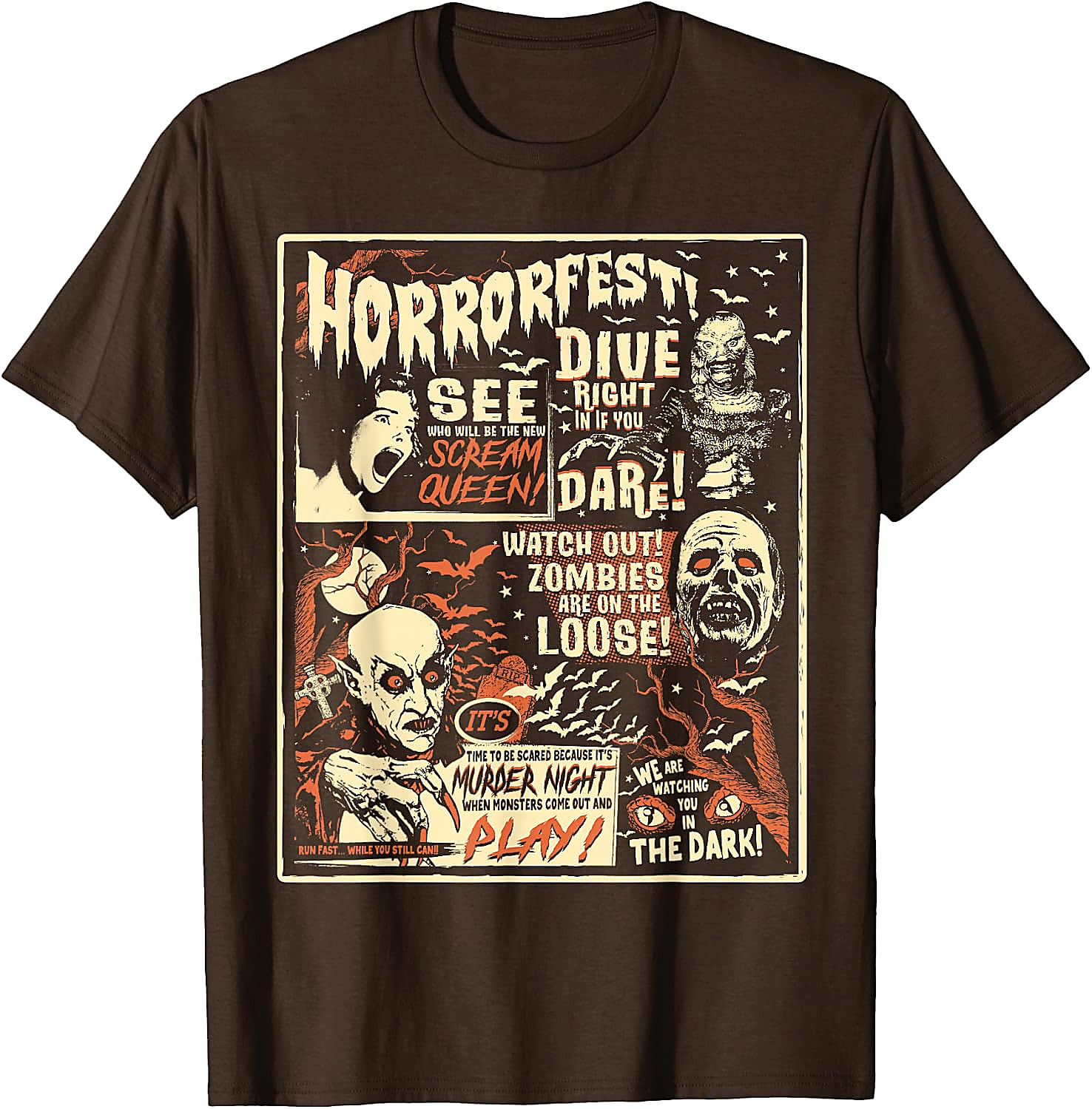 Vintage Horrorfest Poster T-Shirt | Classic Monster Tee