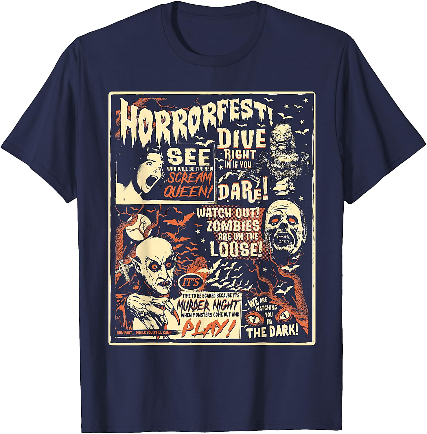 Vintage Horrorfest Poster T-Shirt | Classic Monster Tee