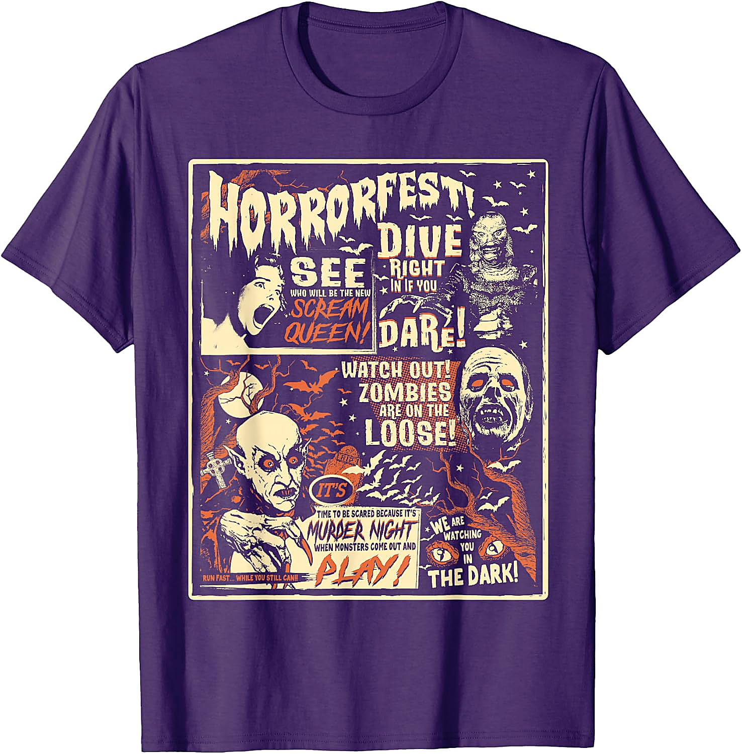 Vintage Horrorfest Poster T-Shirt | Classic Monster Tee