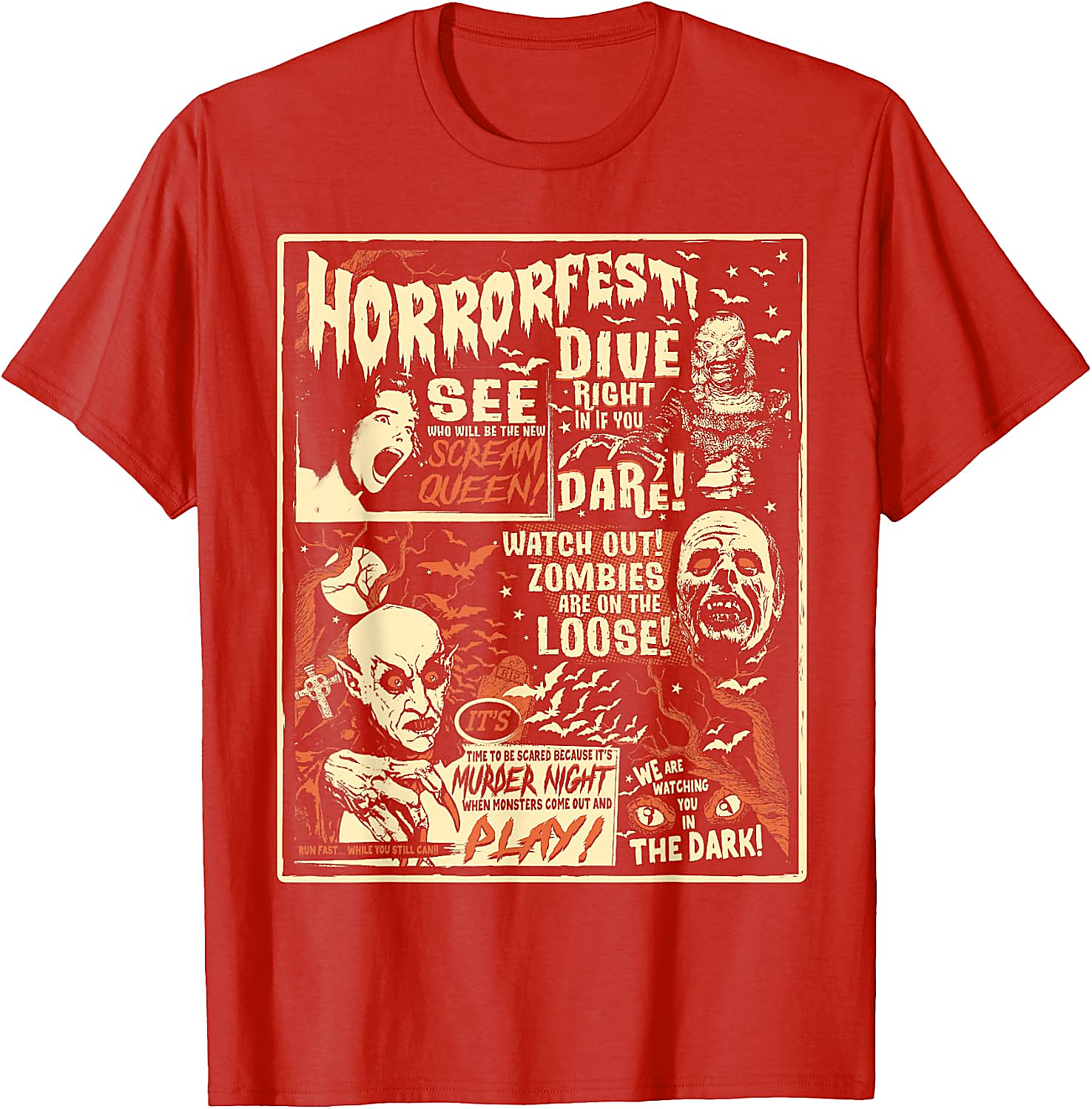 Vintage Horrorfest Poster T-Shirt | Classic Monster Tee