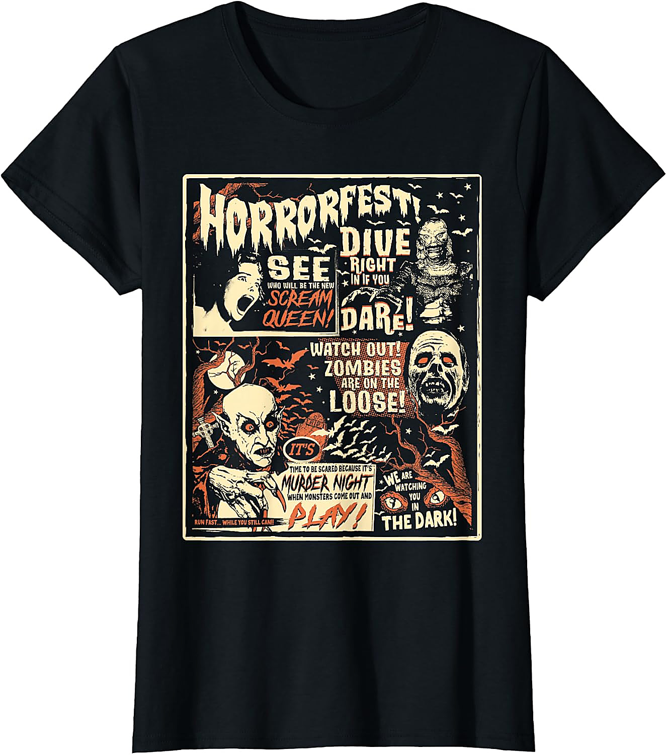 Vintage Horrorfest Poster T-Shirt | Classic Monster Tee