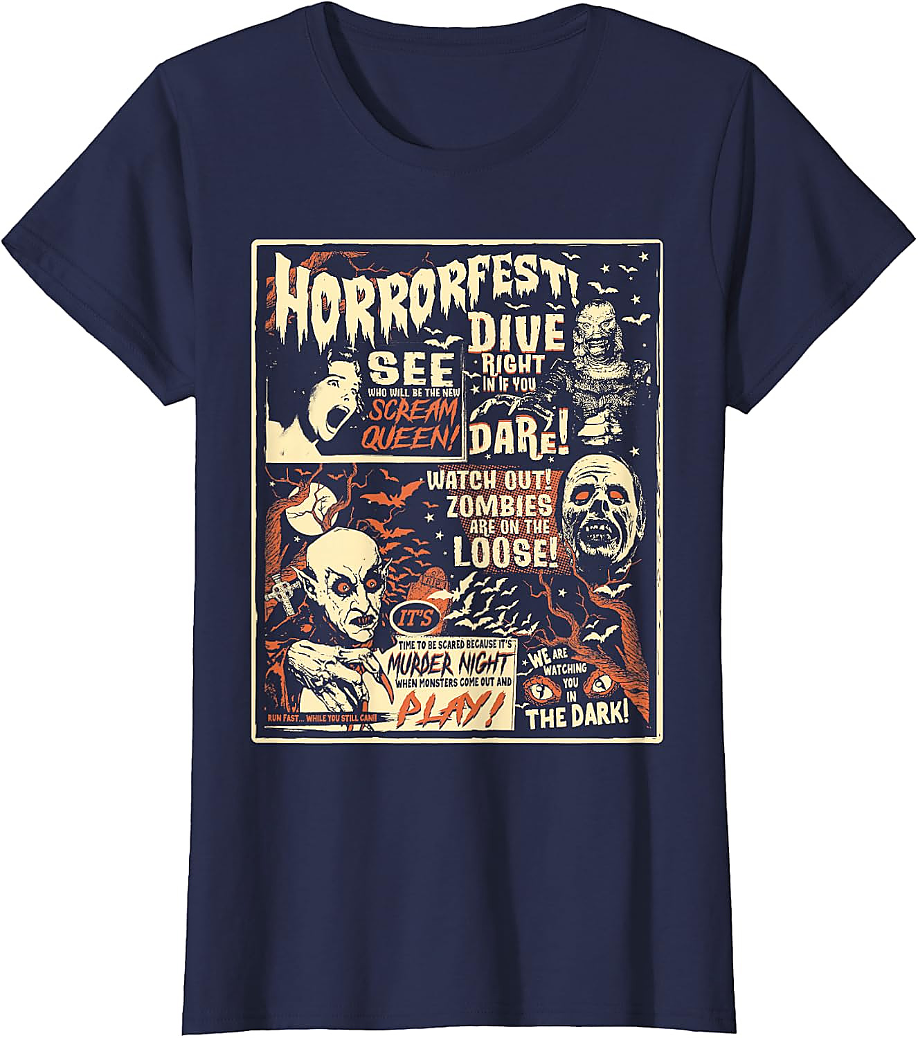 Vintage Horrorfest Poster T-Shirt | Classic Monster Tee