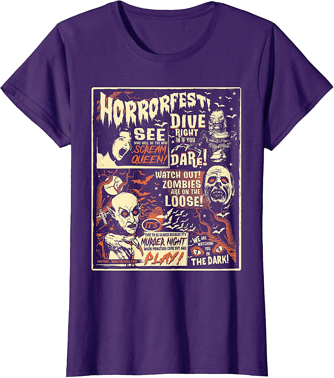 Vintage Horrorfest Poster T-Shirt | Classic Monster Tee
