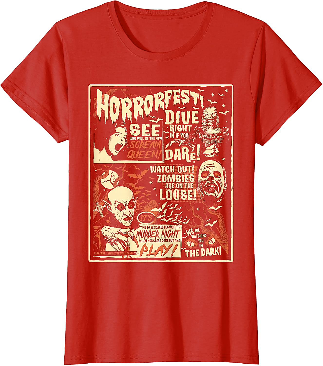 Vintage Horrorfest Poster T-Shirt | Classic Monster Tee