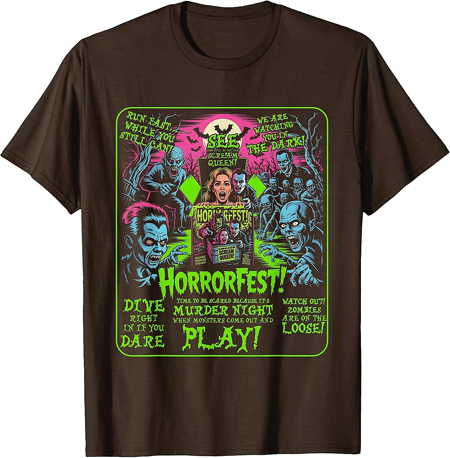 Vintage Horrorfest Poster T-Shirt | Retro Halloween Tee