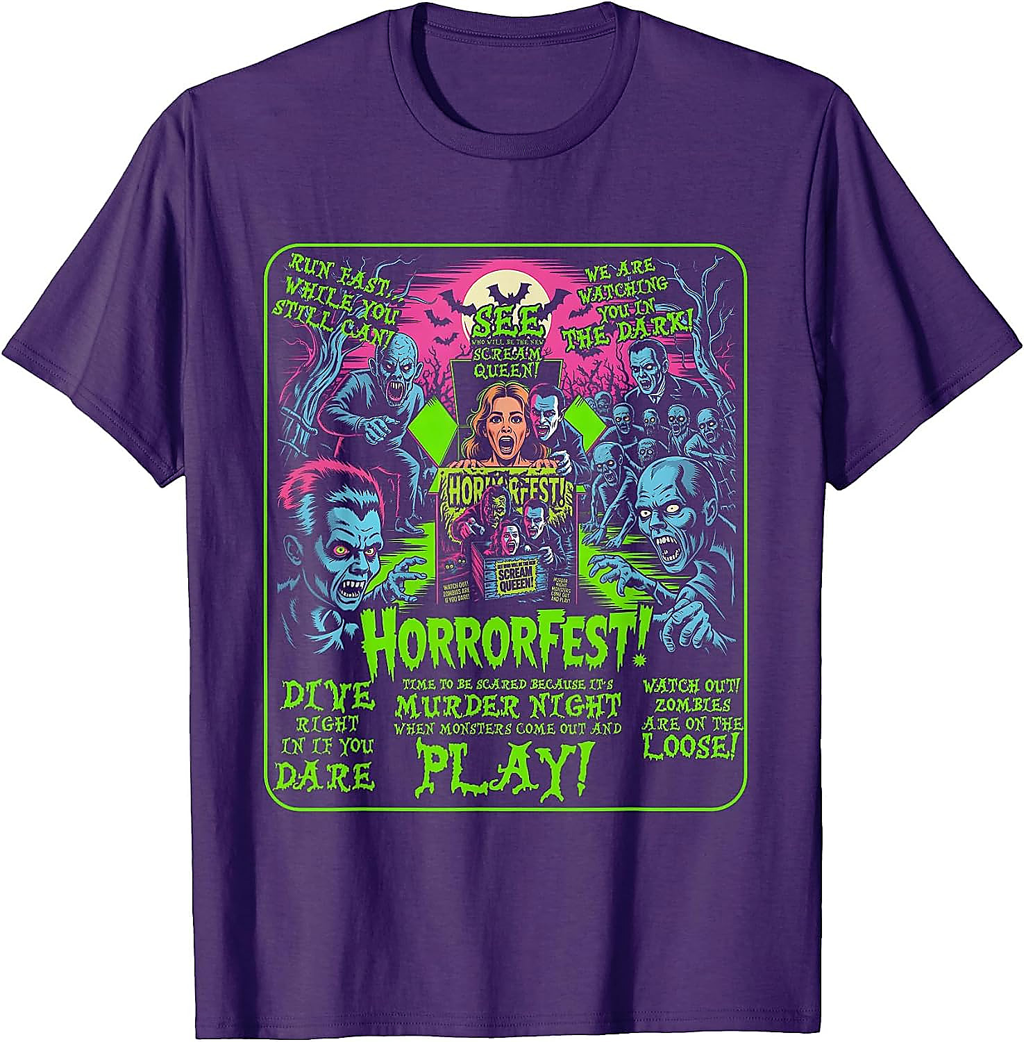 Vintage Horrorfest Poster T-Shirt | Retro Halloween Tee